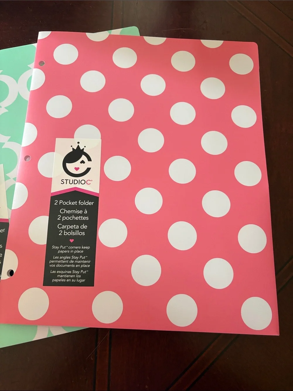 Studio C Patterned 2-Pocket Folders - Blue, Pink, Mint, the Pattern Play Coll.